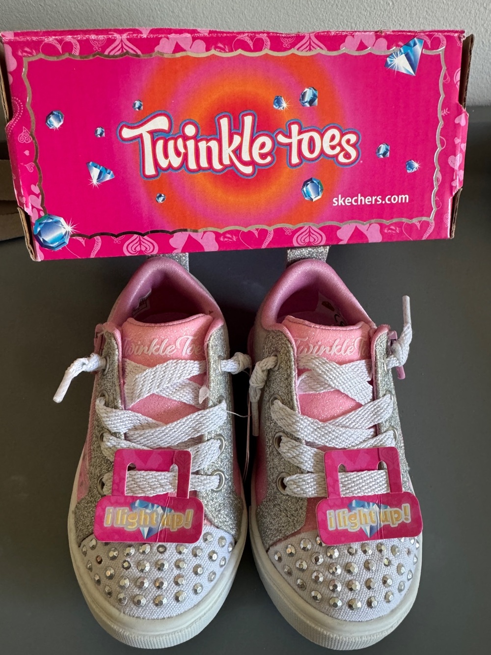 Skechers Pink & Silver Girls' Light-Up Twinkle Toes Sneakers